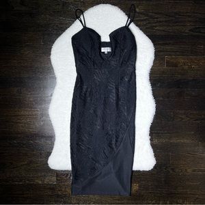 Shareen Collections V Neck Black Lace Dress Size 6